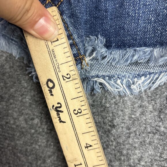 Free People Shorts Womens Size 25 Blue Button Fly Raw Hem Boho Hippie Grunge - Picture 7 of 11